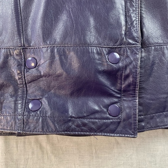 Vintage Danier sport leather coat 90s purple size medium Moto style - Picture 2 of 15